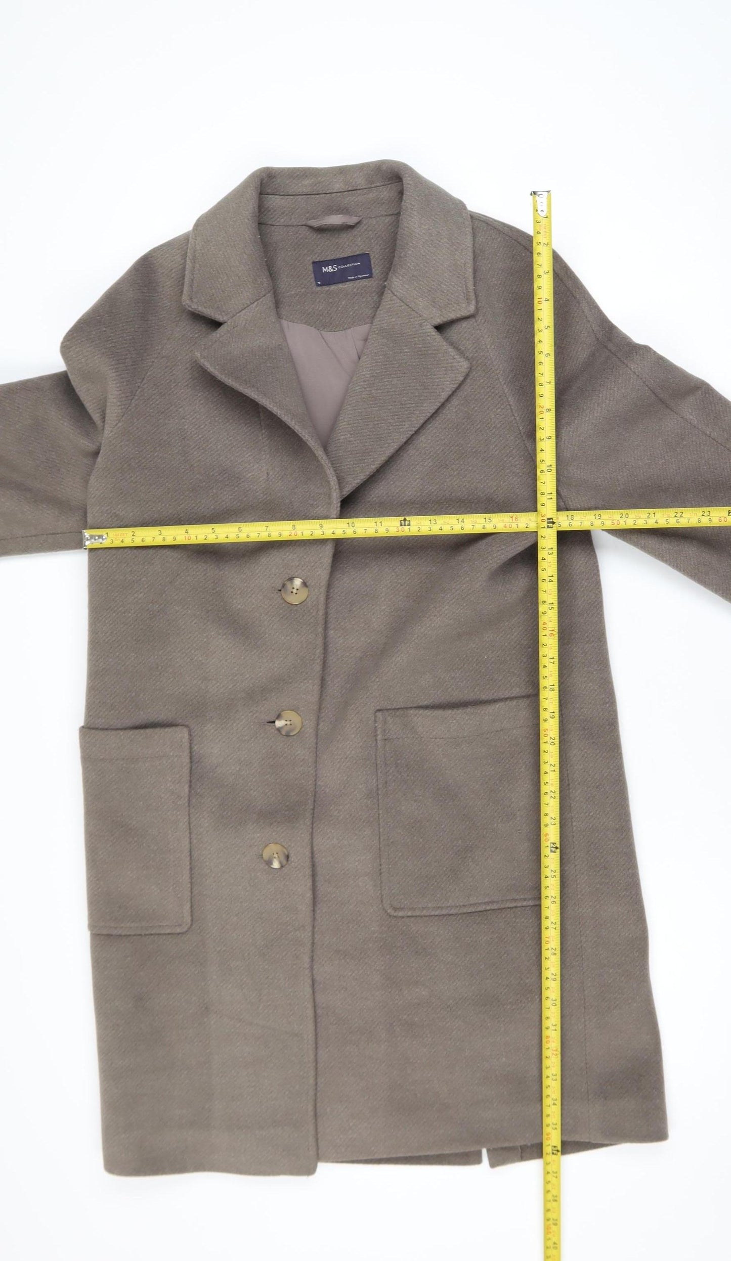 Marks and Spencer Women Brown Mid-Length Overcoat Size 12