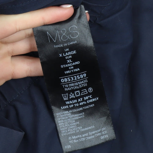 Marks and Spencer Men's Blue XL Bomber Jacket Full Zip Cotton Blend