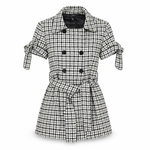 Rare Women’s Black Houndstooth Collared Belted Shirt Dress M