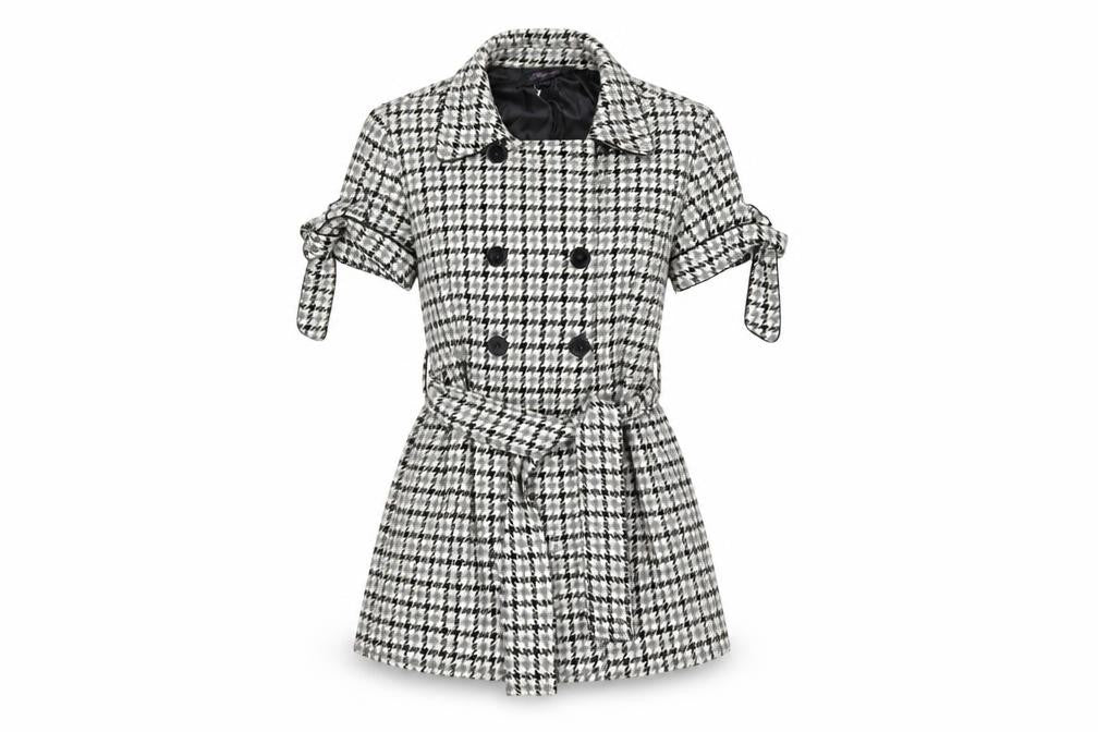 Rare Women’s Black Houndstooth Collared Belted Shirt Dress M