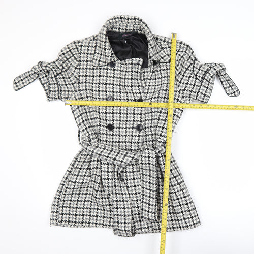 Rare Women’s Black Houndstooth Collared Belted Shirt Dress M
