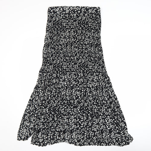 Topshop Women's Black Animal Print A-Line Midi Dress Size 10
