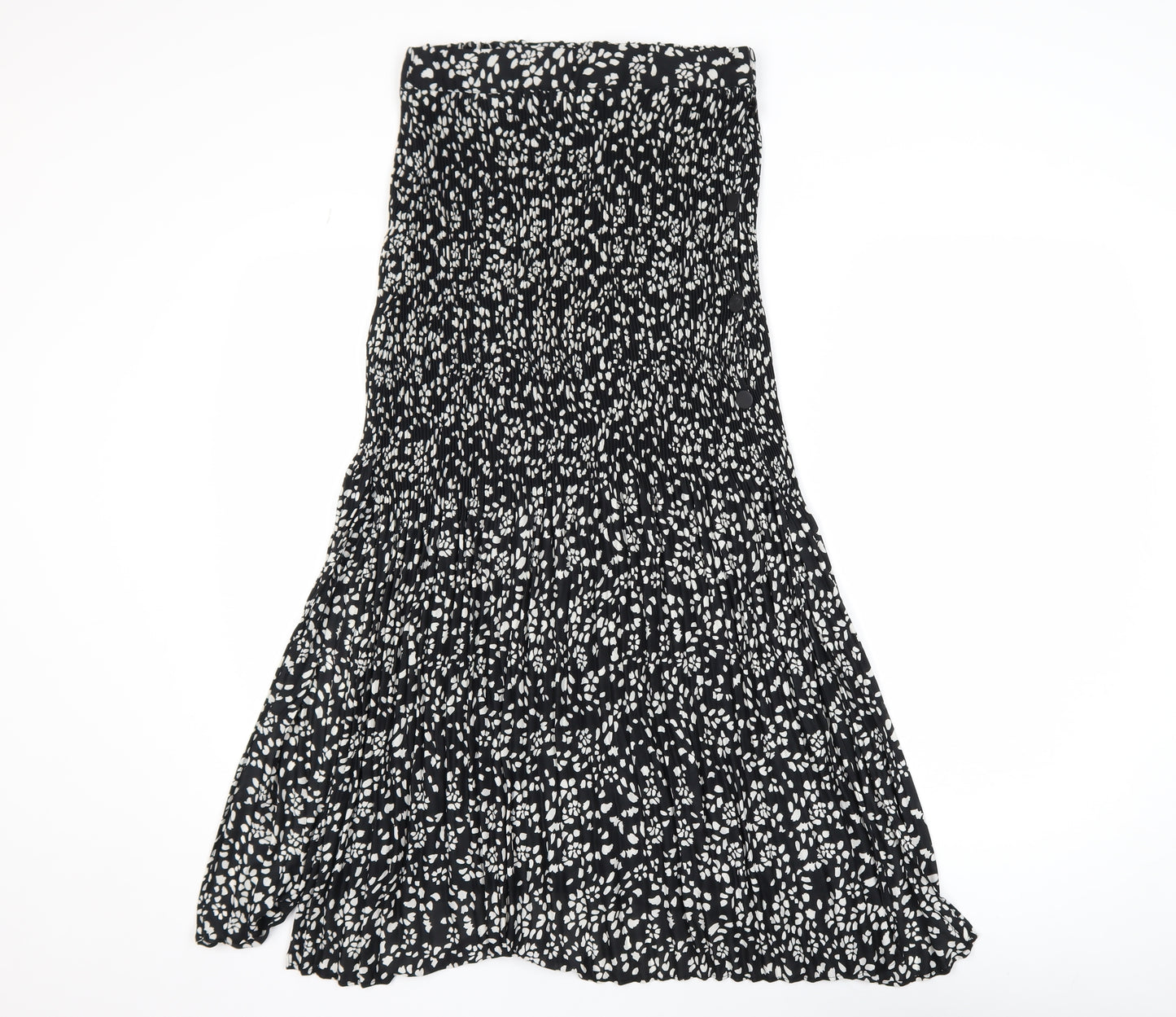 Topshop Women's Black Animal Print A-Line Midi Dress Size 10