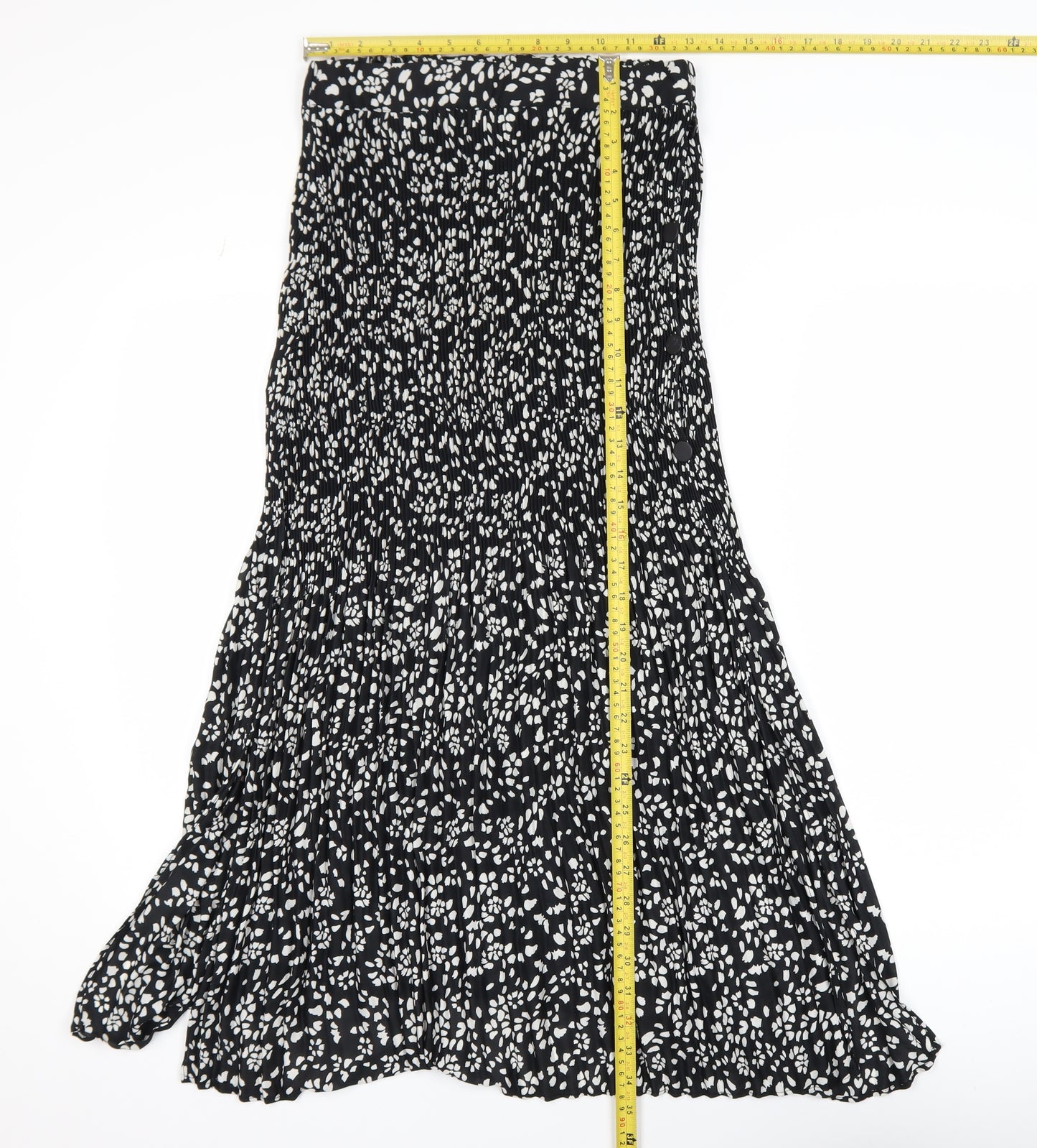 Topshop Women's Black Animal Print A-Line Midi Dress Size 10