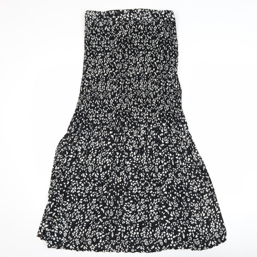 Topshop Women's Black Animal Print A-Line Midi Dress Size 10