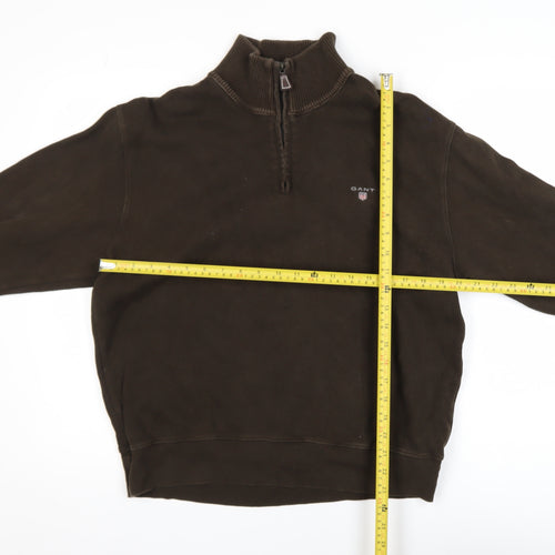 GANT Men’s Brown 1/2 Zip Cotton Sweatshirt L Mock Neck Classic