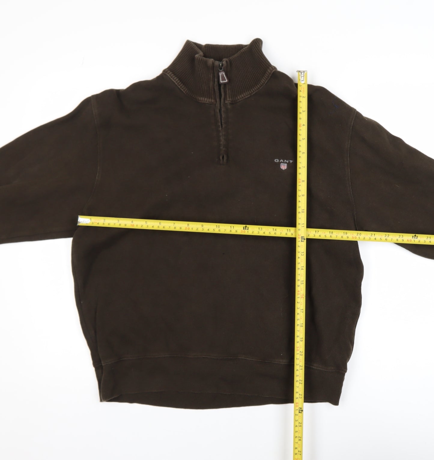 GANT Men’s Brown 1/2 Zip Cotton Sweatshirt L Mock Neck Classic