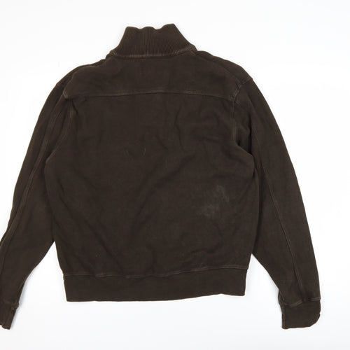 GANT Men’s Brown 1/2 Zip Cotton Sweatshirt L Mock Neck Classic