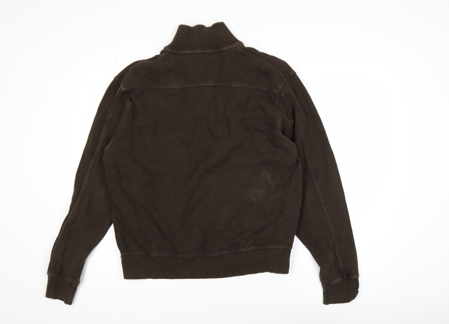 GANT Men’s Brown 1/2 Zip Cotton Sweatshirt L Mock Neck Classic