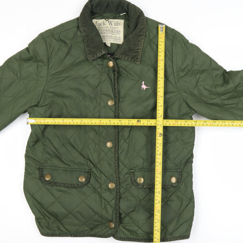 Jack Wills Womens Green Quilted Mid-Length Jacket Size 12