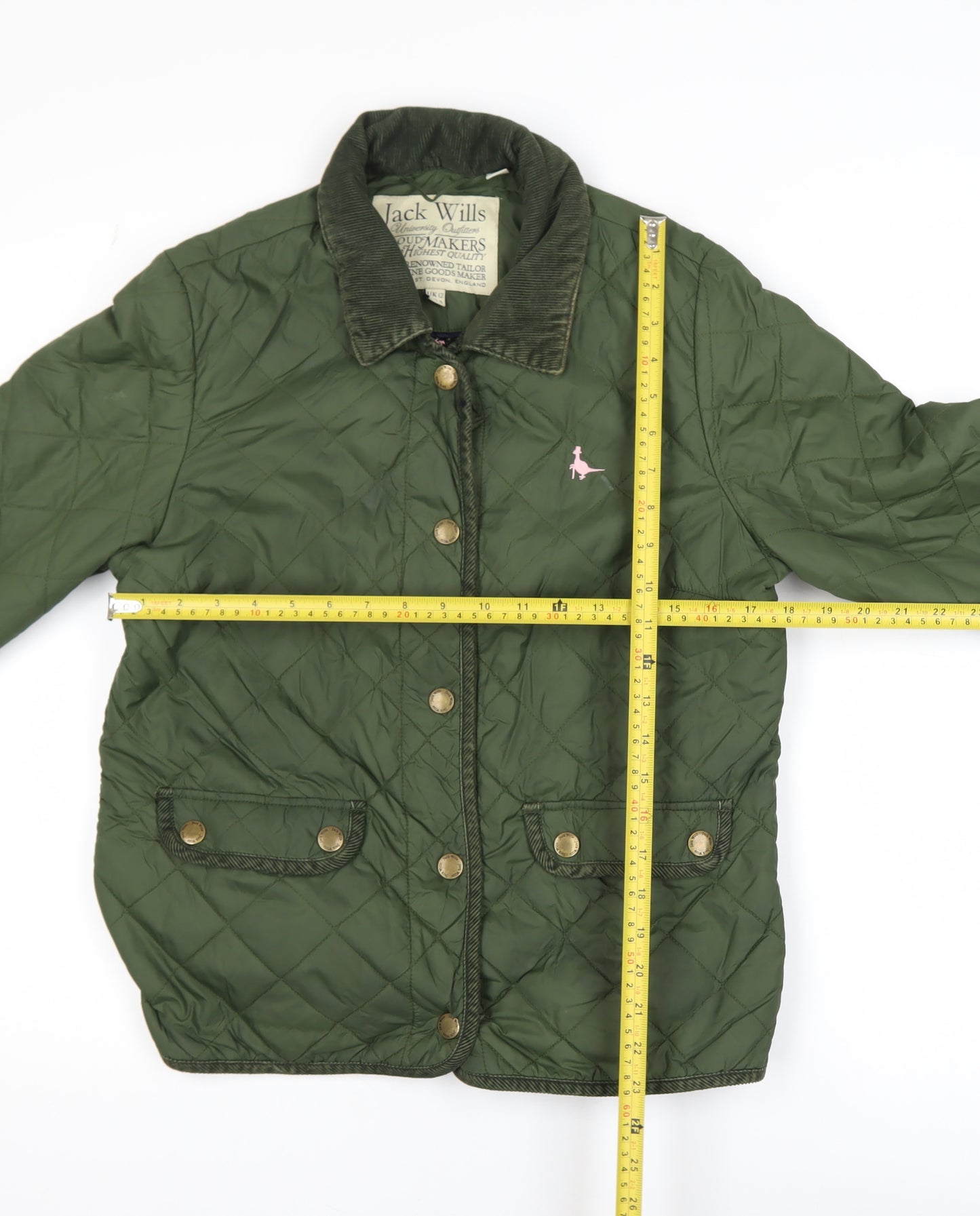 Jack Wills Womens Green Quilted Mid-Length Jacket Size 12