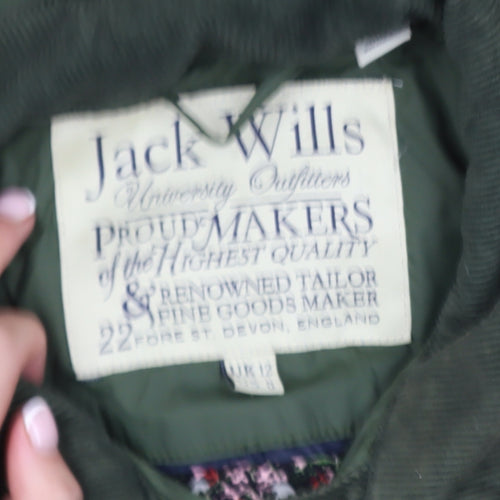 Jack Wills Womens Green Quilted Mid-Length Jacket Size 12
