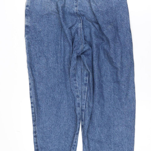 ASOS Women Blue Mom Jeans 28/32 High Waist Belted Denim