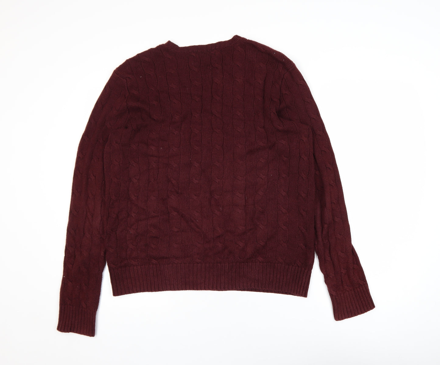 Polo Ralph Lauren Men's Red Cable-Knit Cotton Jumper Size S