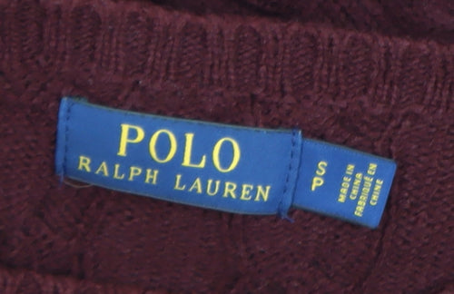 Polo Ralph Lauren Men's Red Cable-Knit Cotton Jumper Size S