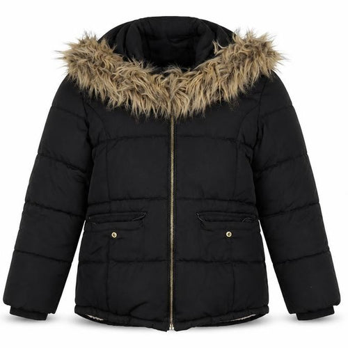 Next Girls Black Faux Fur Hooded Puffer Jacket 9 Years Winter Coat