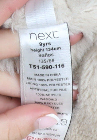 Next Girls Black Faux Fur Hooded Puffer Jacket 9 Years Winter Coat