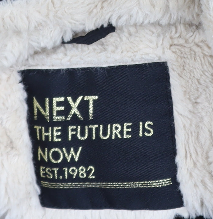 Next Girls Black Faux Fur Hooded Puffer Jacket 9 Years Winter Coat