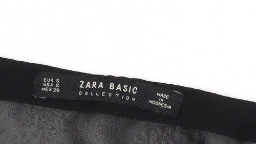 Zara Basic Women's Black V-Neck Long Sleeve Chiffon Blouse Size S