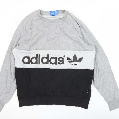 Adidas Women’s Grey Black Colourblock Pullover Sweatshirt Size 12