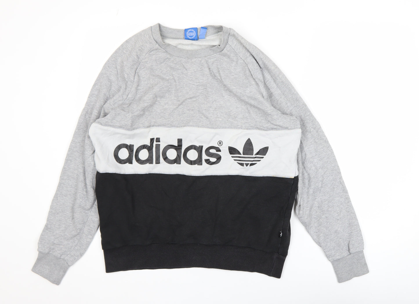 Adidas Women’s Grey Black Colourblock Pullover Sweatshirt Size 12