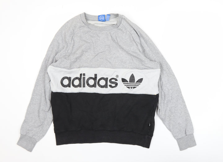 Adidas Women’s Grey Black Colourblock Pullover Sweatshirt Size 12