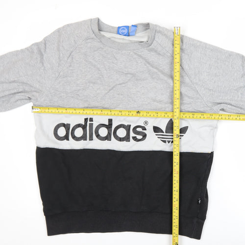 Adidas Women’s Grey Black Colourblock Pullover Sweatshirt Size 12