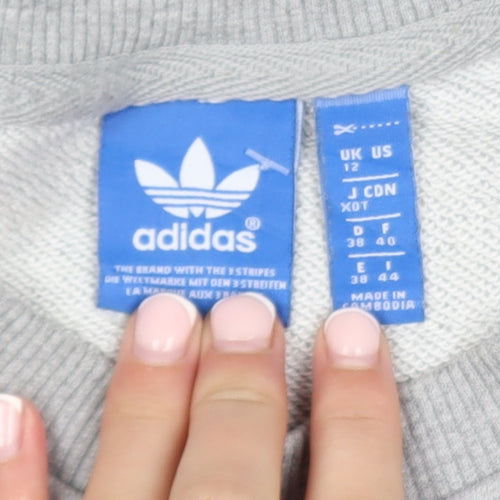 Adidas Women’s Grey Black Colourblock Pullover Sweatshirt Size 12