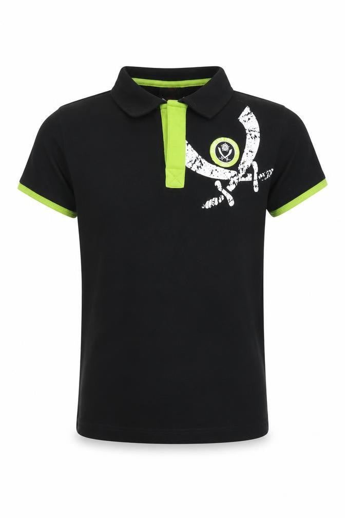 The Blades Boys Black Polo Shirt 14 Years Short Sleeve Football Top