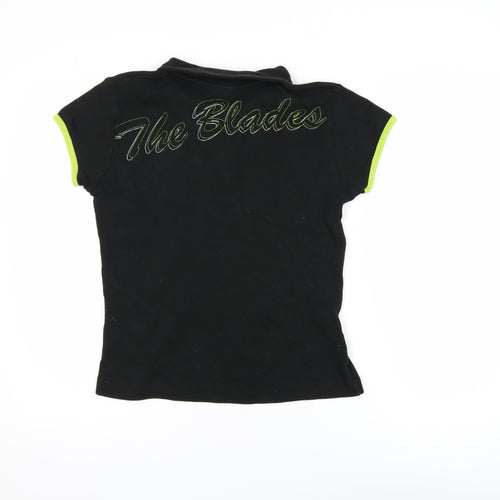 The Blades Boys Black Polo Shirt 14 Years Short Sleeve Football Top