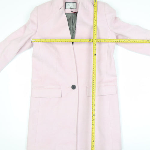 Next Women's Pink Wool Blend Mid-Length Overcoat Size 6