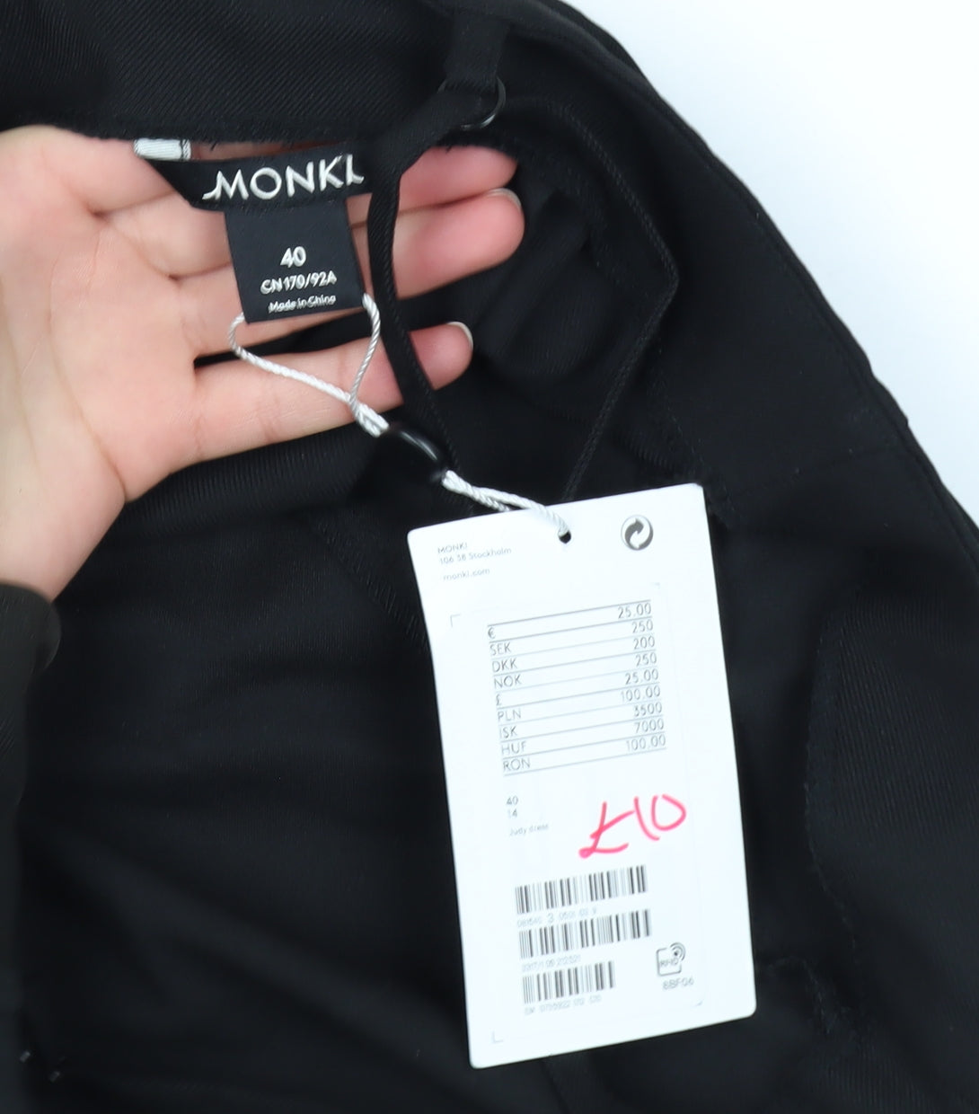 Monki Women's Black Size 14 Slip Dress Knee Length Summer