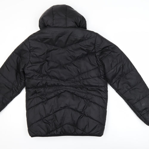 New Balance Boys Black Hooded Puffer Jacket L 10-12 Years Quilted Polyester