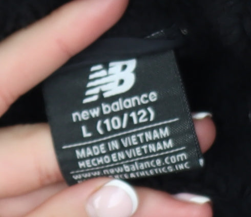 New Balance Boys Black Hooded Puffer Jacket L 10-12 Years Quilted Polyester