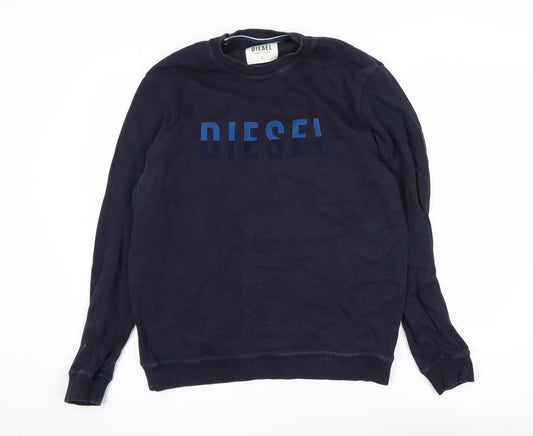 Diesel Mens Blue Logo Crew Neck Cotton Sweatshirt Size L
