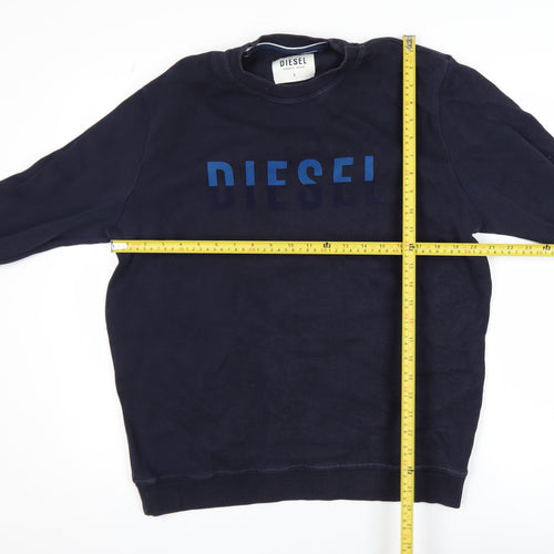 Diesel Mens Blue Logo Crew Neck Cotton Sweatshirt Size L