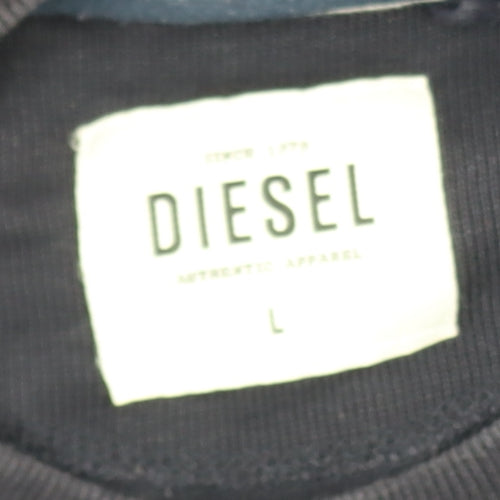 Diesel Mens Blue Logo Crew Neck Cotton Sweatshirt Size L