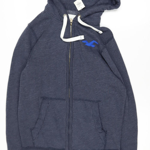Hollister Men's Blue XL Full Zip Hooded Basic Activewear Jacket