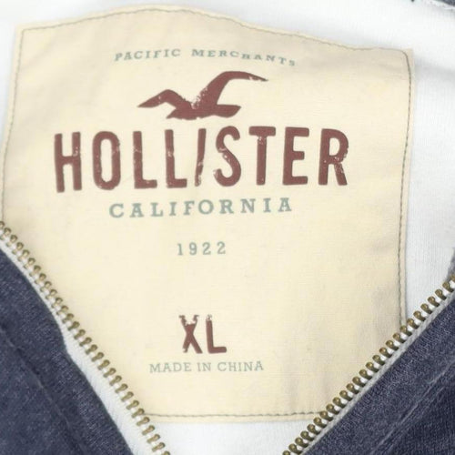 Hollister Men's Blue XL Full Zip Hooded Basic Activewear Jacket