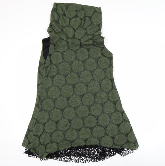 Apricot Women’s Green Polka Knit Sleeveless Cowl Neck Tunic UK 10