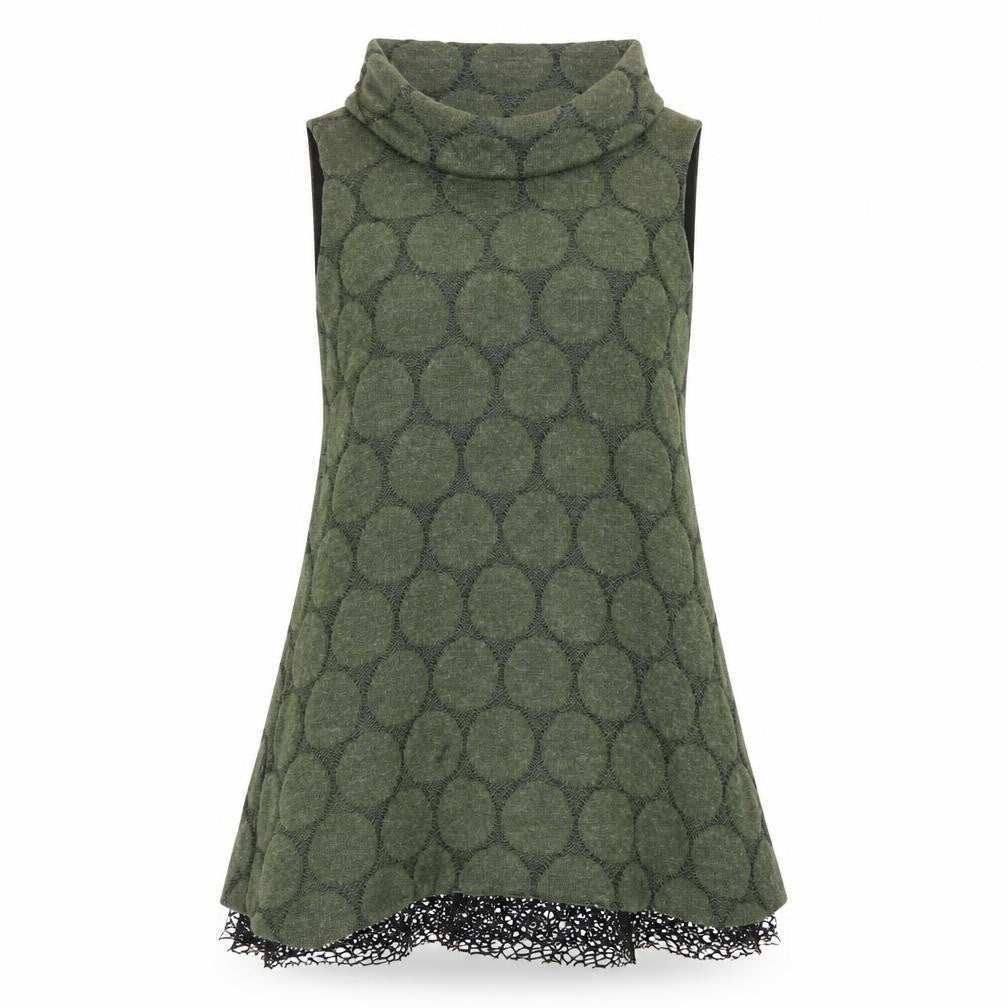 Apricot Women’s Green Polka Knit Sleeveless Cowl Neck Tunic UK 10