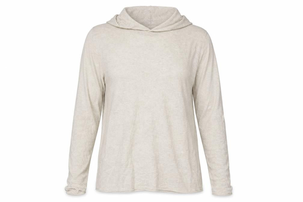 Front view of H&M Women Beige 100% Cotton Hooded jumper, size 12