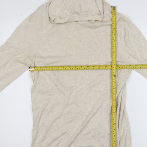 H&M Women Beige 100% Cotton Hooded Pullover Jumper Size 12