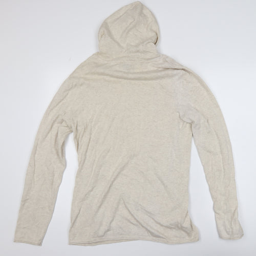 H&M Women Beige 100% Cotton Hooded Pullover Jumper Size 12