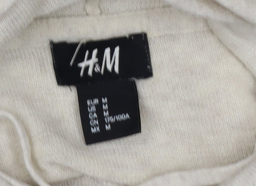 H&M Women Beige 100% Cotton Hooded Pullover Jumper Size 12