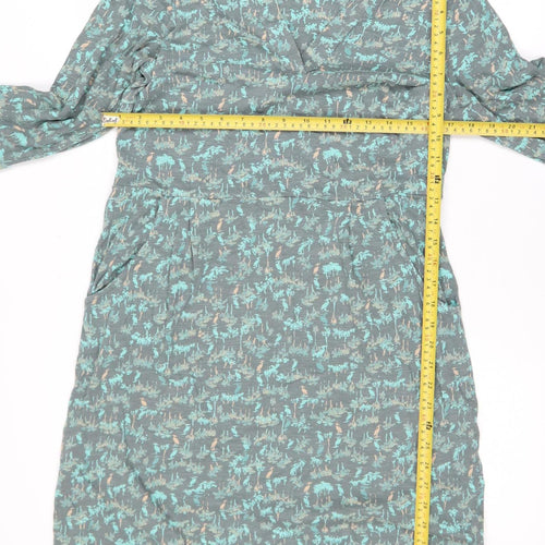 White Stuff Womens Green Floral Shift Dress Size 10 Cotton