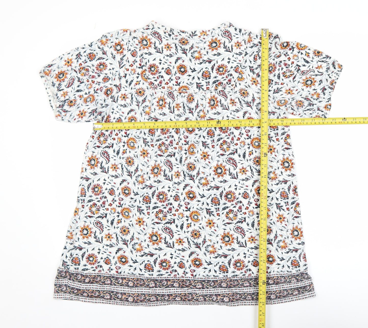 Fat Face Womens Multicoloured Floral Cotton Tunic Blouse UK 14