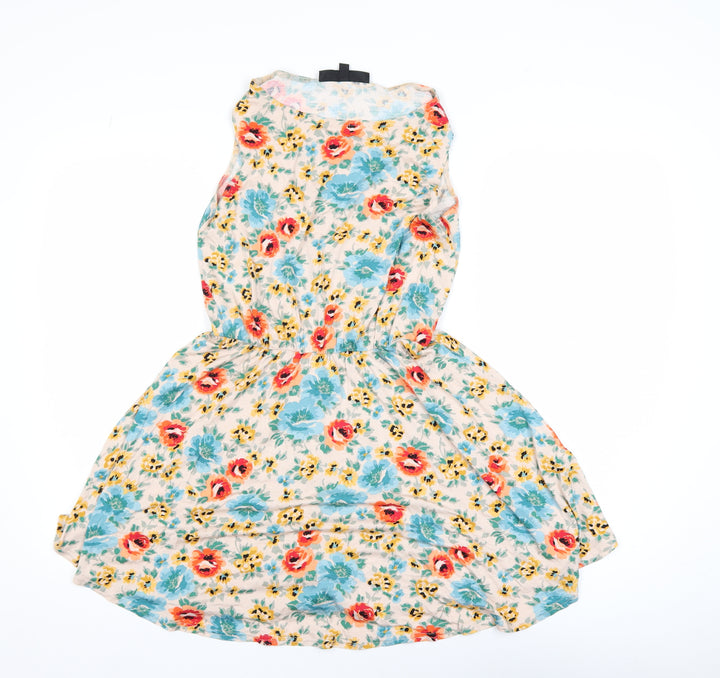 Topshop Petite Women’s Multicoloured Floral Skater Dress Size 10