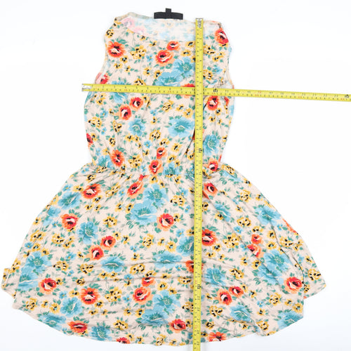 Topshop Petite Women’s Multicoloured Floral Skater Dress Size 10