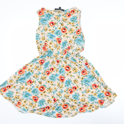 Topshop Petite Women’s Multicoloured Floral Skater Dress Size 10